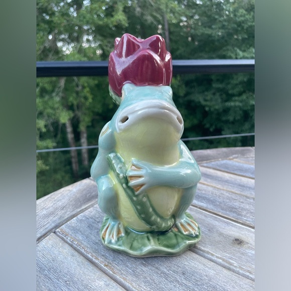 Majolica Frog / Lotus Vintage Candle Holder - Picture 2 of 8